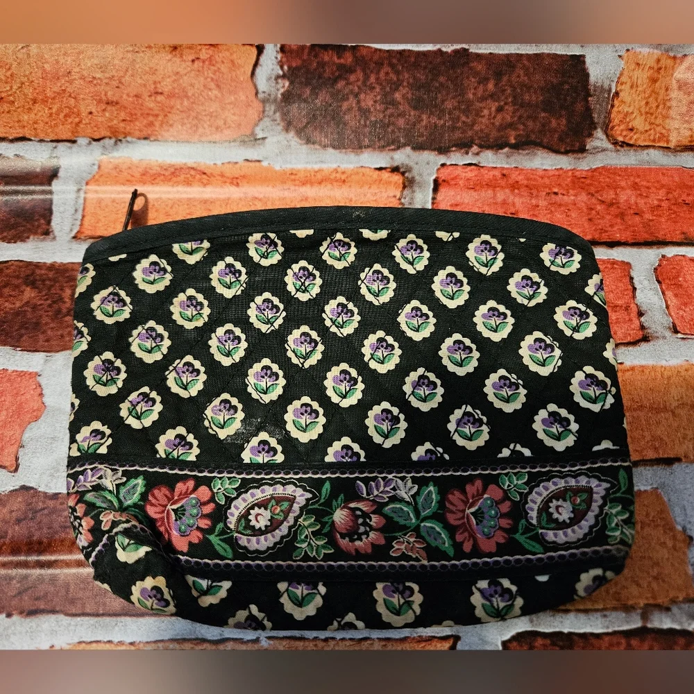 #610 Black w Purple Florals Cosmetic Bag
